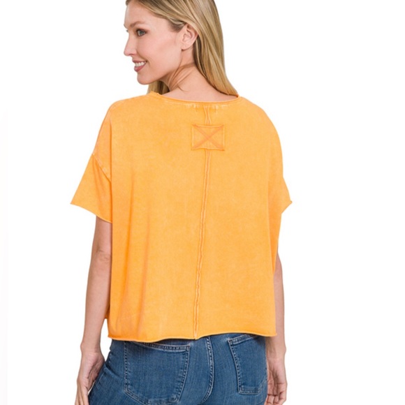 Yellow Gold Acid Wash Crop Top - Picture 2 of 3